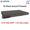 Topton 1U Rack-mount Firewall Home Server Mini PC Intel Alder Lake N100 4*/2*10G SFP+ 4*i226-V 2.5G LANs Network Security Host 1