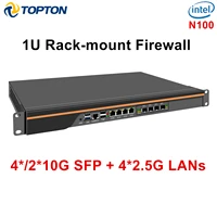 Topton 1U Rack-mount Firewall Home Server Mini PC Intel Alder Lake N100 4*/2*10G SFP+ 4*i226-V 2.5G LANs Network Security Host 1