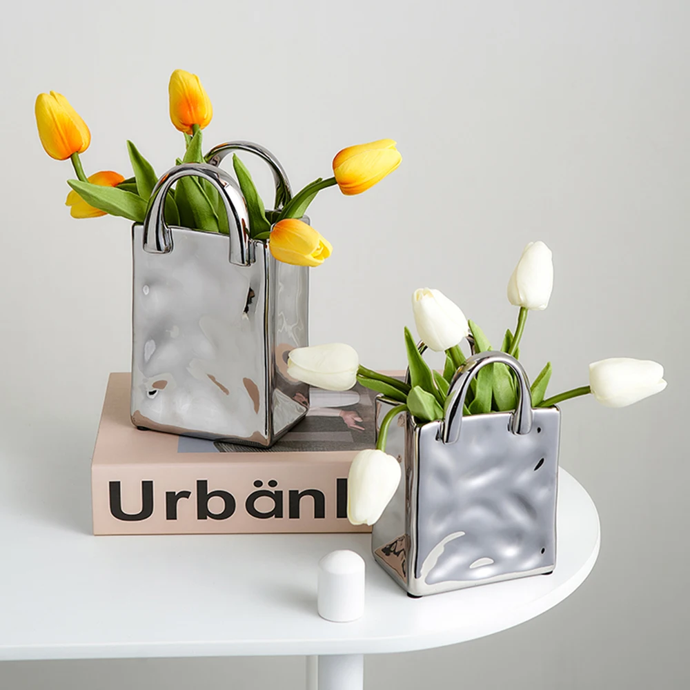 Style Vase Creative Handbag Shape Vase Decoration Home Resin Flowers Vase  for Living Room Bedroom Officeaesthetic Room Decor - AliExpress