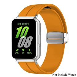 Magnetic Strap Smartwatch Bracelet with Metal Connector - Silicone Band Accessories - Samsung Galaxy Fit 3 (Yellow - S)