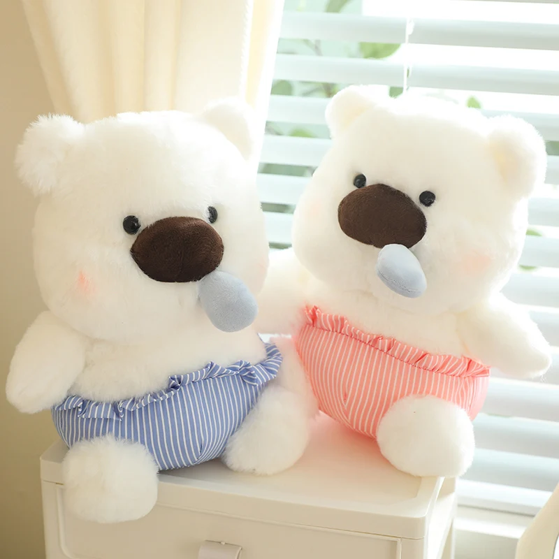 23-45cm Cute Big Nose Teddy Bear Plush Toy Cartoon Stuffed Animals Soft Snot White Bears Dolls Pillow for Girls Kids Gifts Decor