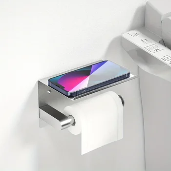 ที่ใส่กระดาษชําระติดผนังสแตนเลสพร้อมชั้นวาง - อุปกรณ์ห้องน้ําที่มีสไตล์ที่ช่วยประหยัดพื้นที่ 2