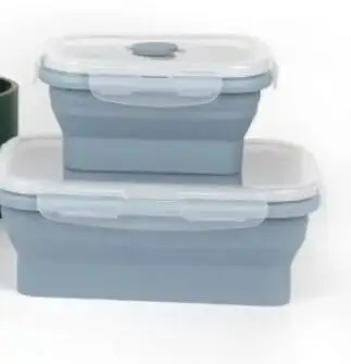 Contenedor de alimentos de silicona plegable de Color Morandi cuadrado, fiambrera Bento portátil, microware para el hogar, cocina, almacenamiento de alimentos al aire libre