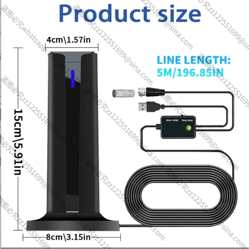 Suitable for 2025 New Terrestrial Wave Digital TV Antenna Receiving Distance Signal Amplifier Supports 4K 1080P Antenna