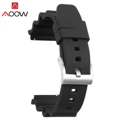 Silicone Sport Waterproof Diving Watch Band - Quick Release Rubber Strap, 20mm/22mm - 22mm (Black silver)