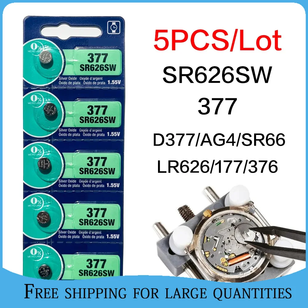 5PCSOriginalSR626SW377QuartzWatchBatteryBatteriesForWrist