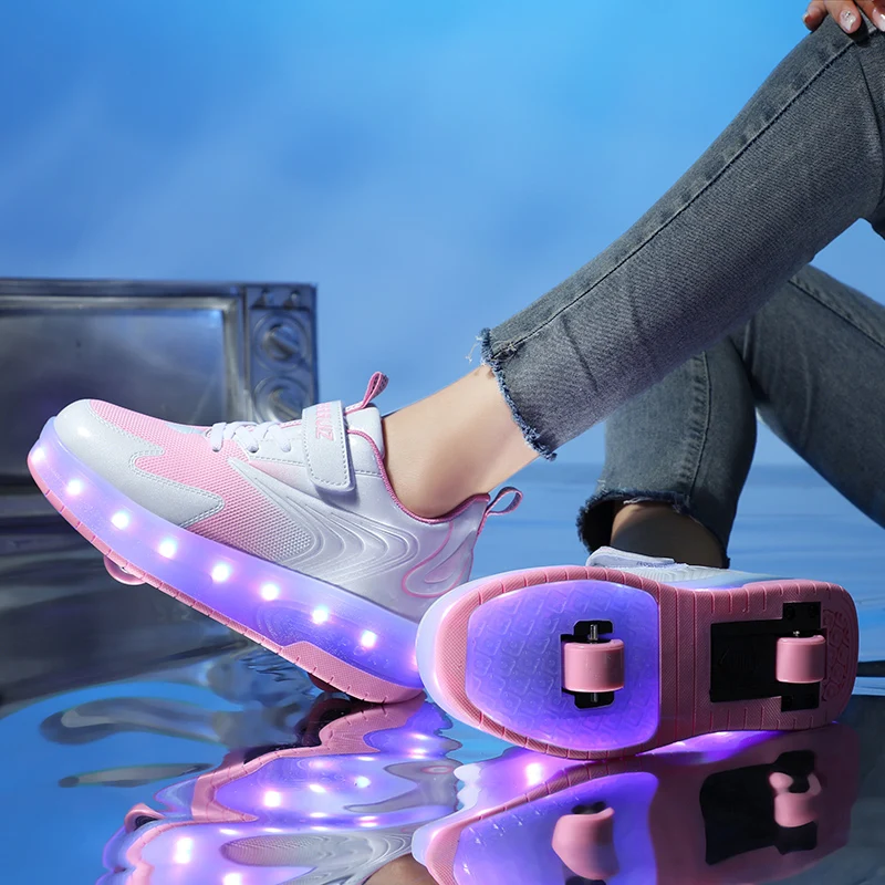 28-40 Led 2Wheels Designer Sneakers for Baby Boys Girls Women USB Charging  Luxury Glowing Roller Skate Kids Light Children Shoes - AliExpress