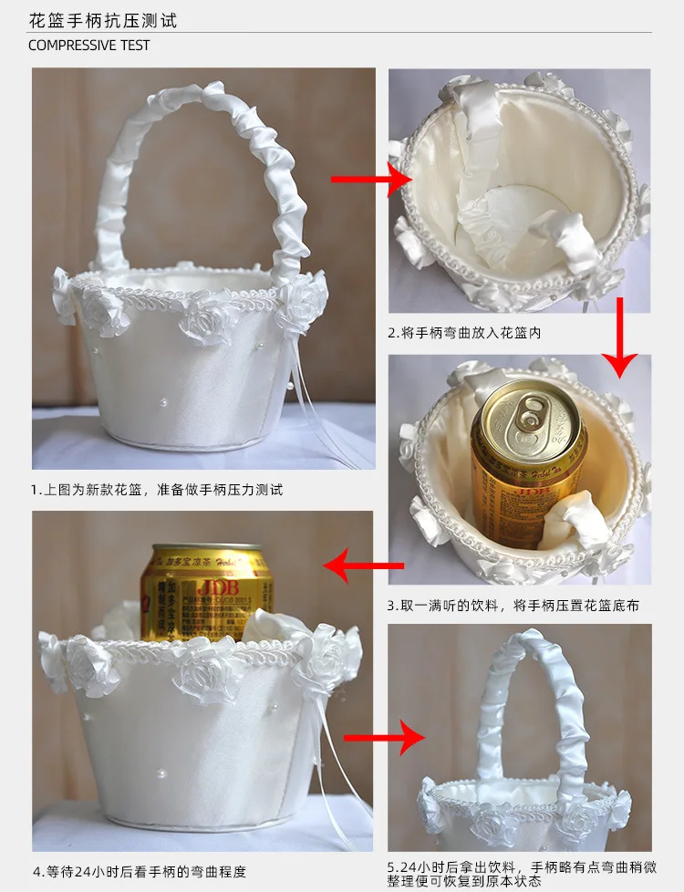 Cesto Fiori Matrimonio Per Damigelle - Bianco Con Pizzo, Decorativo E Pratico - Foto 3