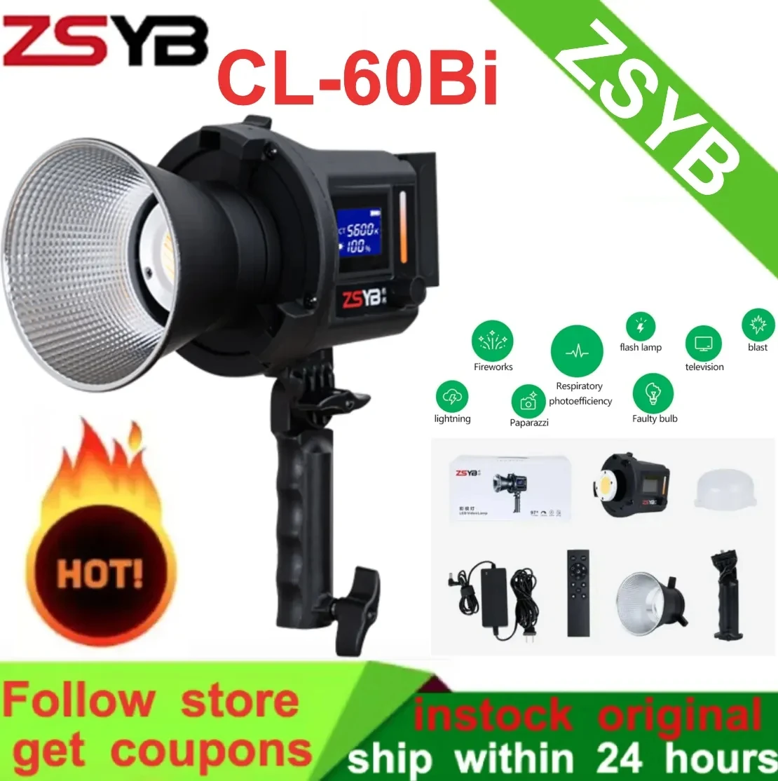 ZSYBCL60BiBicolor32005600kLEDLightVideoLight60WProfessional