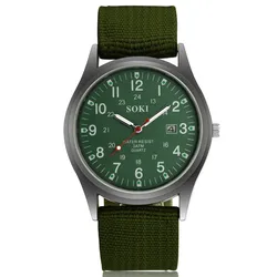 Luxury Men's Quartz Wristwatch with Luminous Hands and Nylon Strap (Style 1 - Green)
