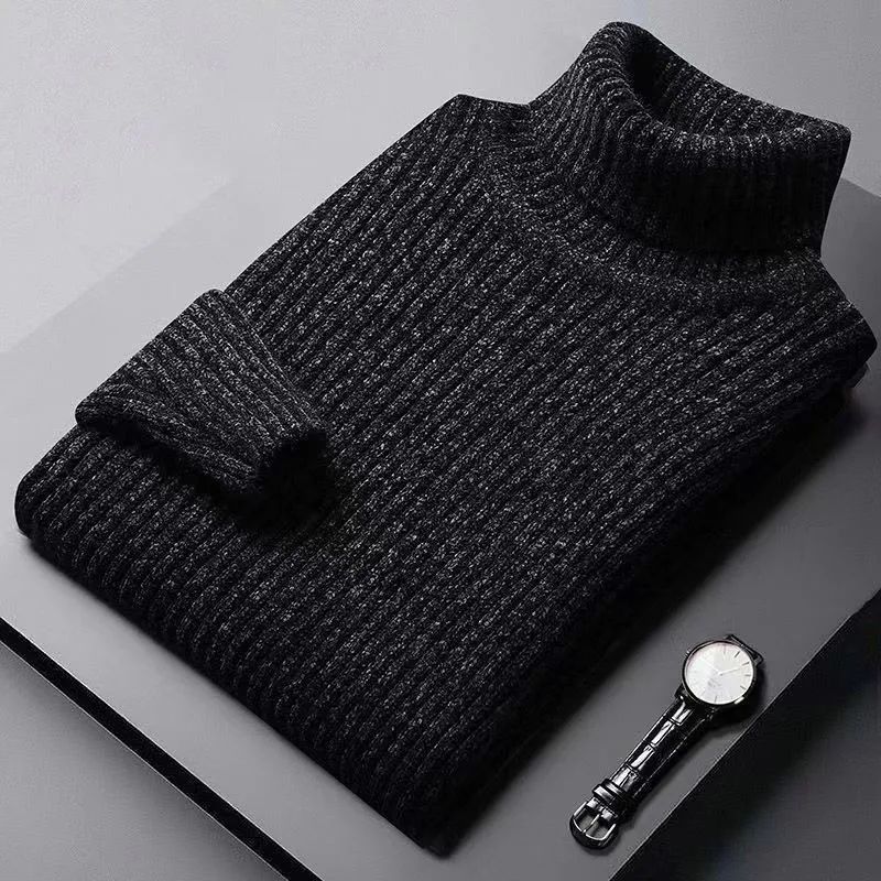 Trend Fashion Autumn Winter Sweaters Men Solid Turtleneck Mink Cashmere Thicken Smart Casual Long Sleeve Pullovers Knitted Tops 5