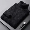 Trend Fashion Autumn Winter Sweaters Men Solid Turtleneck Mink Cashmere Thicken Smart Casual Long Sleeve Pullovers Knitted Tops 5