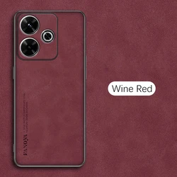 Luxury Sheepskin Leather Case - Premium Back Cover for Realme C33 (Wine Red)