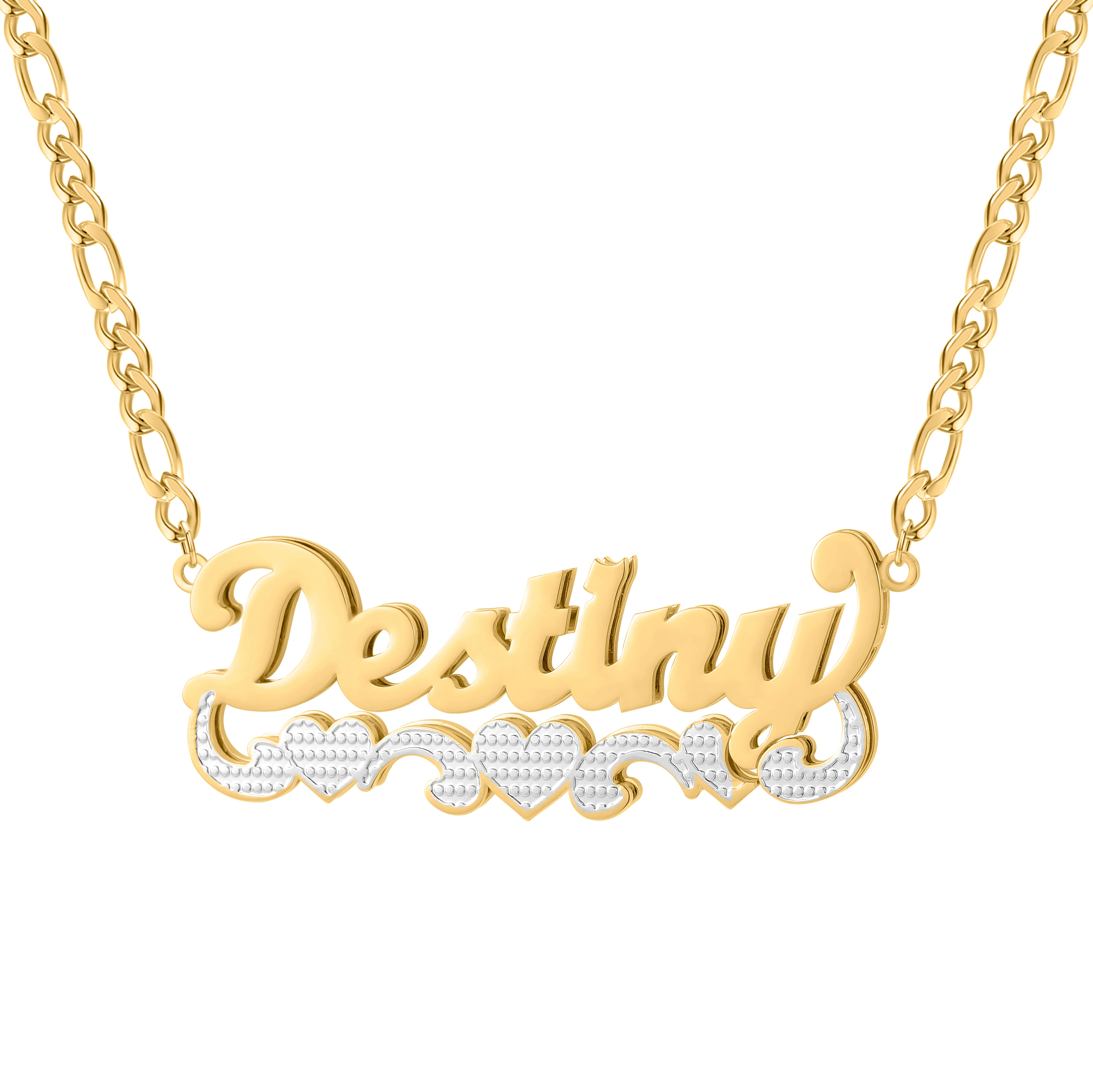 Custom Necklace Name Double Layered Two Tone Personalized 14K Gold Stainless Steel Pendant Nameplate For Women Bridesmaid Gifts