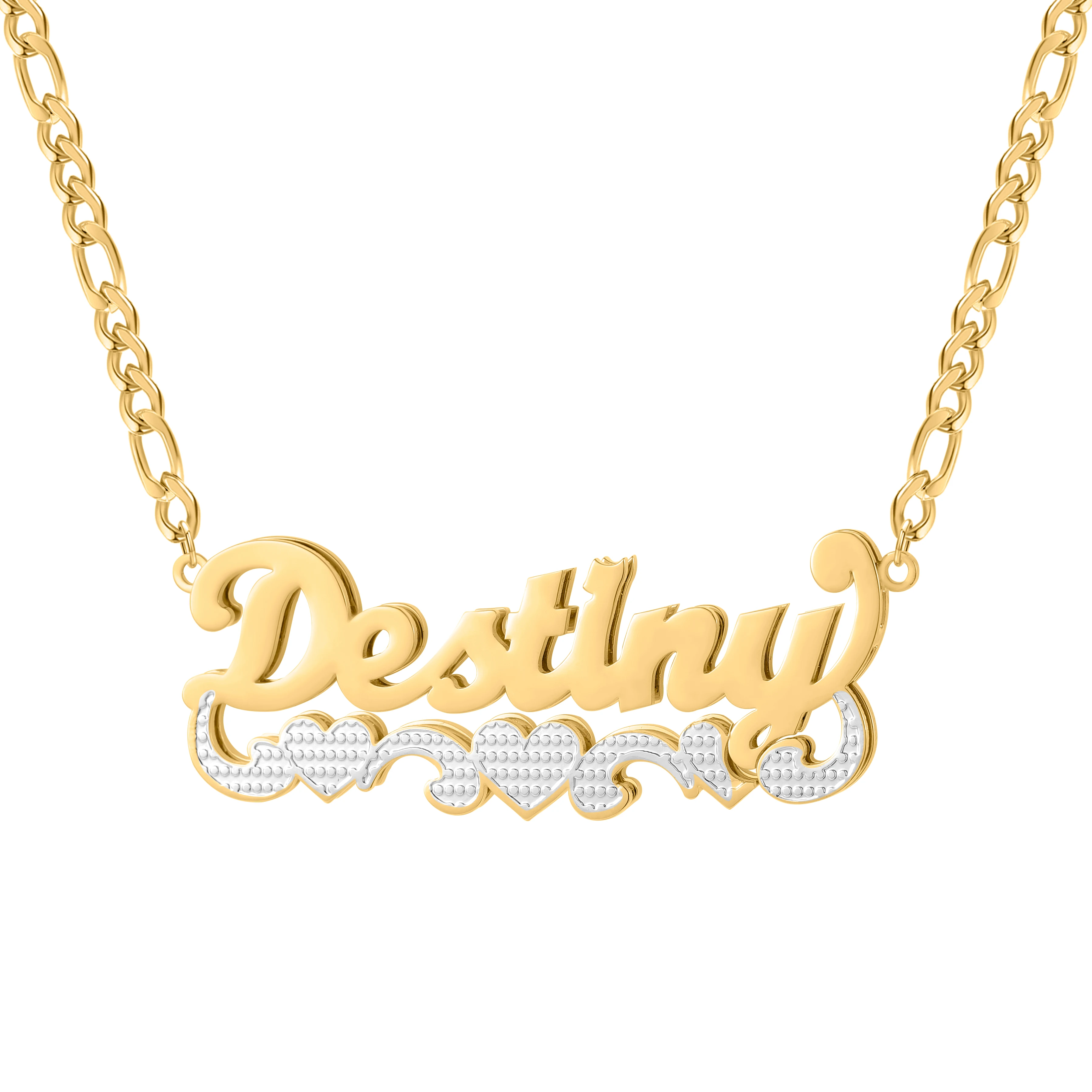 

Custom Necklace Name Double Layered Two Tone Personalized 14K Gold Stainless Steel Pendant Nameplate For Women Bridesmaid Gifts