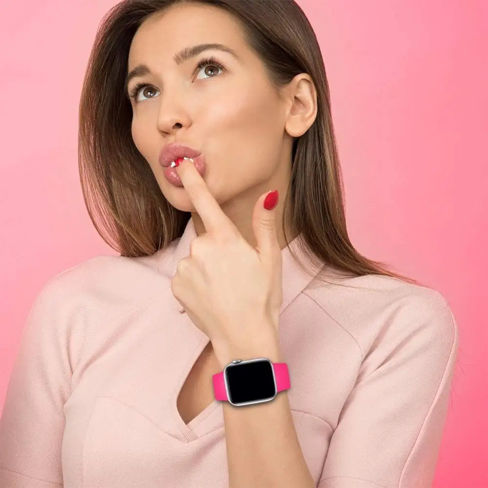 Фото Ремешок силиконовый для Apple Watch, спортивный браслет для iWatch series 8 9 7 ultra 2 3 4 5 se 6, 45 мм 41 мм 44 мм 40 мм 49 мм 42 мм №5