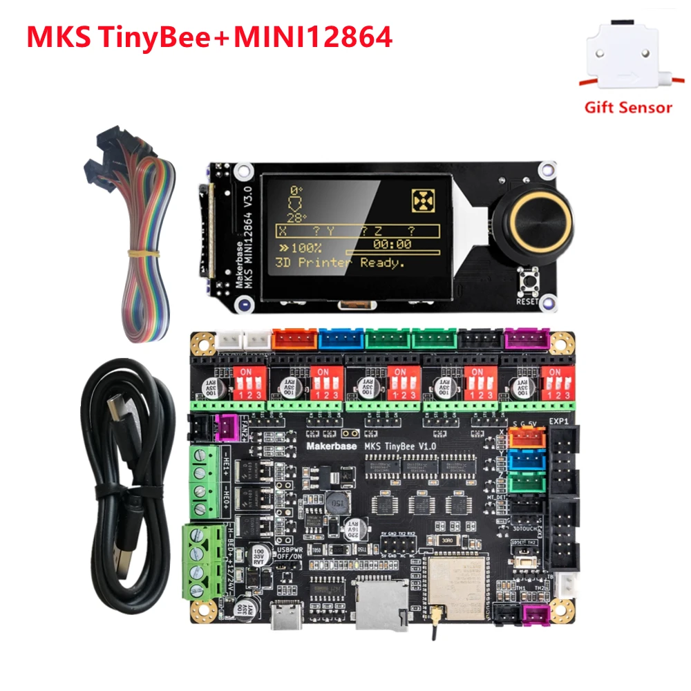 Makerbase MKS TinyBee mainboard ESP32 wifi MCU 32bit 3D printer article controller board kit MKS MINI12864LCD 12864 LCD display pipe bender