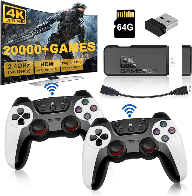 HDMI Nostalgia Game Stick Built-in 20,000+ Games +2* 2.4G Wireless  Controllers