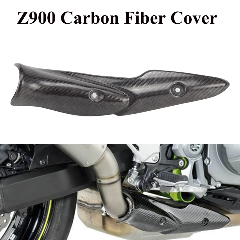 Exhaust Cover Z900 Exhaust System Motorcycle Exhaust Middle Link Pipe Heat Shield Carbon Fiber Tube Protector Cover Guard For Z900 2017-2019