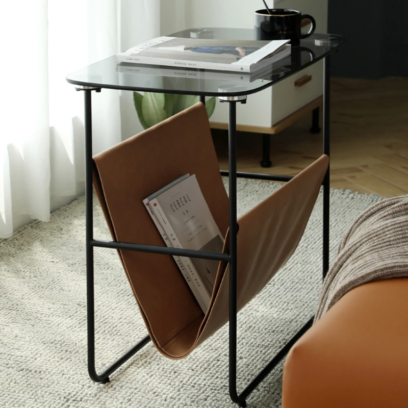 

Sofa Side Table Storage Simple Modern Glass Creative Light Luxury Living Room Nordic Bedside Corner muebles bedside table