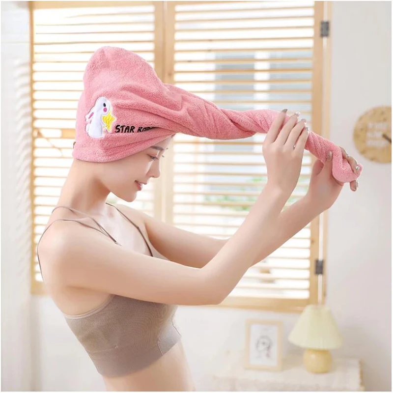 

Ladies microfiber dry hair cap Bath towel Quick dry hair towel Magic bath cap Headscarf For Women Thickened adult long hair wipe