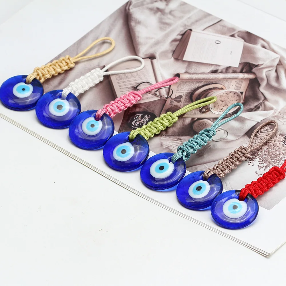 Turkish Evil Eye Keychains Lucky Blue Eye Charm Weave Key Chain Keyring for Men Women Car Key Pendant