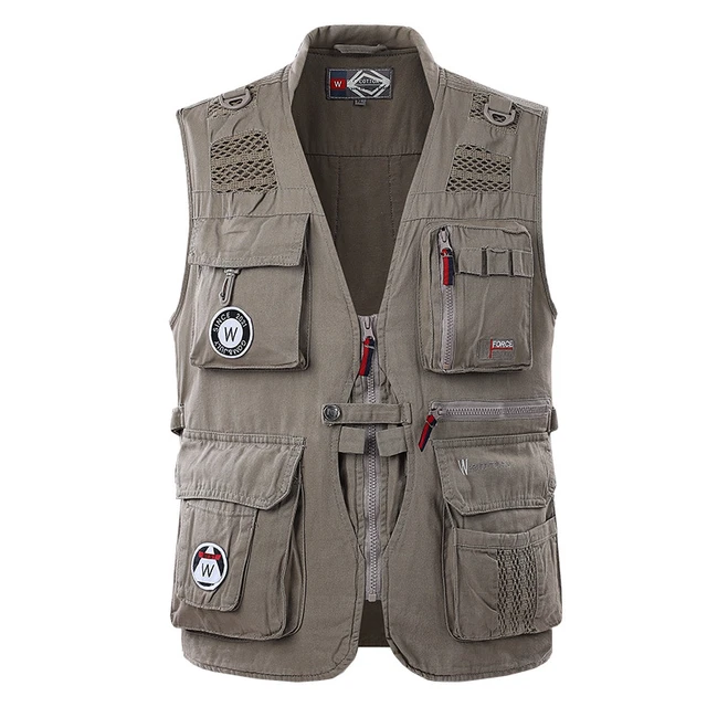 Men Multi-pocket Waistcoat Fishing Vest Casual Fishing Vest Cotton