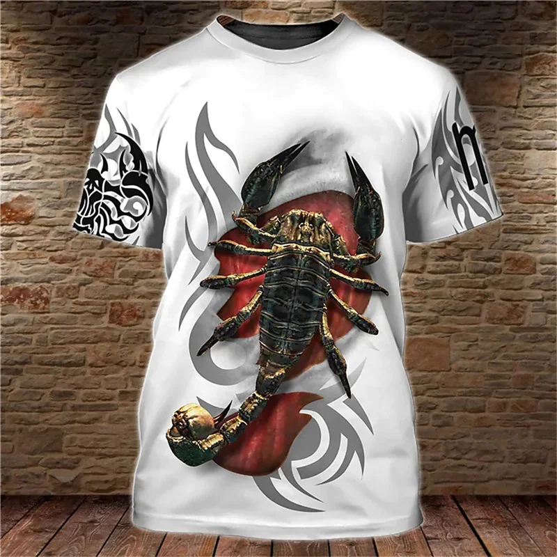 

Vintage Animal T-shirt For Mens Tigerscorpion Print Tops Tees 3D Casual Men's T Shirt Oversized Men Clothing Ropa Para Hombre