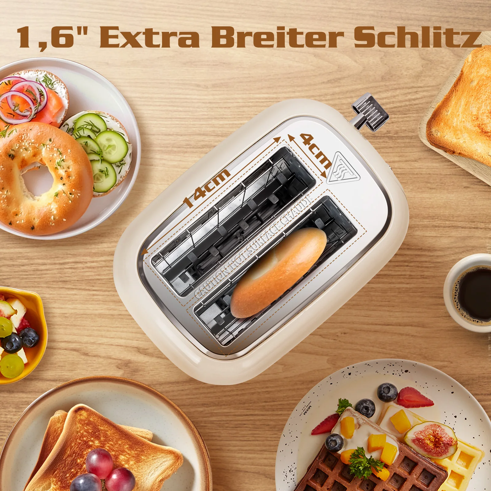 Grille-pain rétro 2 tranches crème en acier inoxydable Liv. gratuit 4 Grille-pain rétro 2 tranches crème en acier inoxydable Liv. gratuit – Image 4