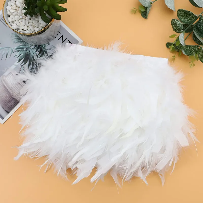 1Yards Turkey Feathers Trims For Needlework Crafts Material Carnival Decoration DIY Wedding Party Dresses Supplies