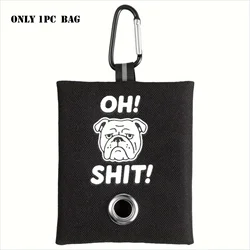 Funny 'Oh Shit' Dog Poop Bag Holder with Metal Clip and Hands - Free Design (English Bulldog)