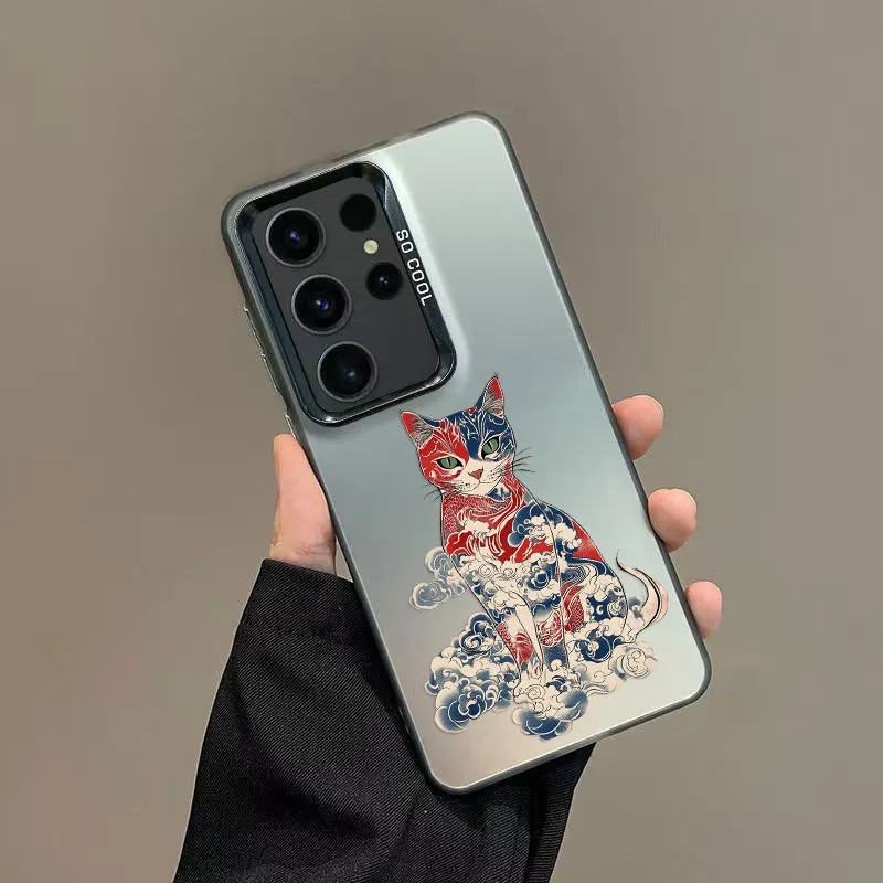 Vibrant Japan Cat Design Shockproof Laser Phone Case