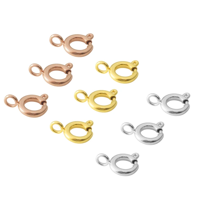 10Pcs Circle Spring Buttonr Stainless Steel Clasps Hooks End