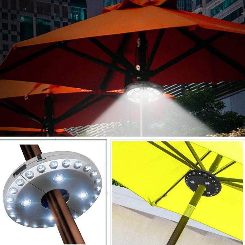 

Patio Umbrella Lights 28 LED Lights At 200 Lumens 3 Brightness Modes for Camping Tents Emergency Tent Lights Umbrella Pole Light