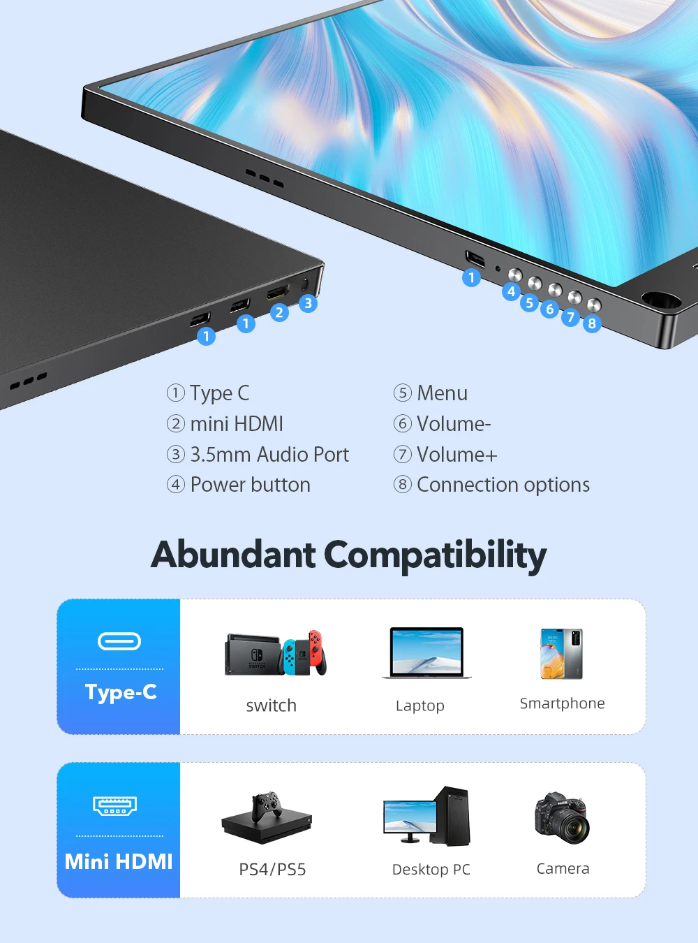 UPERFECT-13.3 ġ 1080p  PC ̸ HDMI cŸ 60hz IPS ũ ޴ ʹ LCD ÷ ž  ġ Ps4, ̸ HDMI Ÿc
