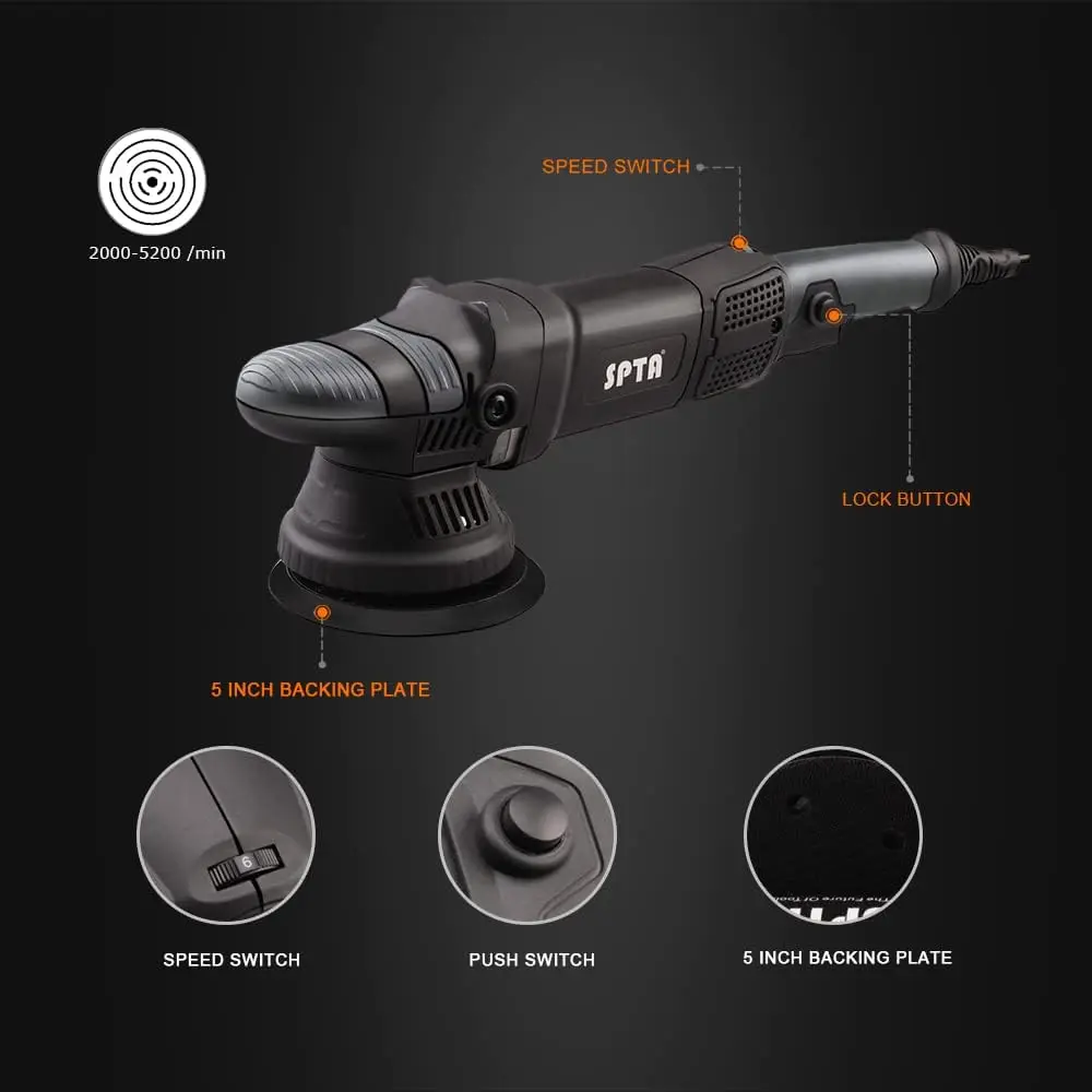 Buffer Polisher 5-Inch 125mm Dual Action Random Orbital Car Polisher Car Detailing Kit 4Pcs 5inch & 4Pcs 6Inch Polishing Pad