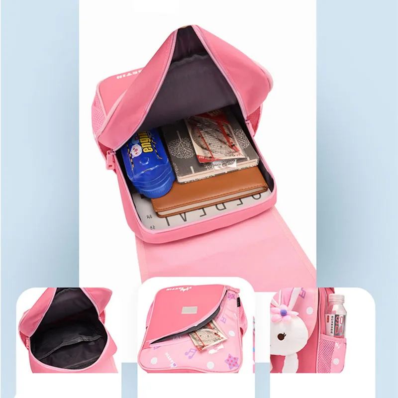 School bag for kids 5 to 6 year boys cartoon little dinosaur rabbit cat plush doll children's Kindergarten  backpack