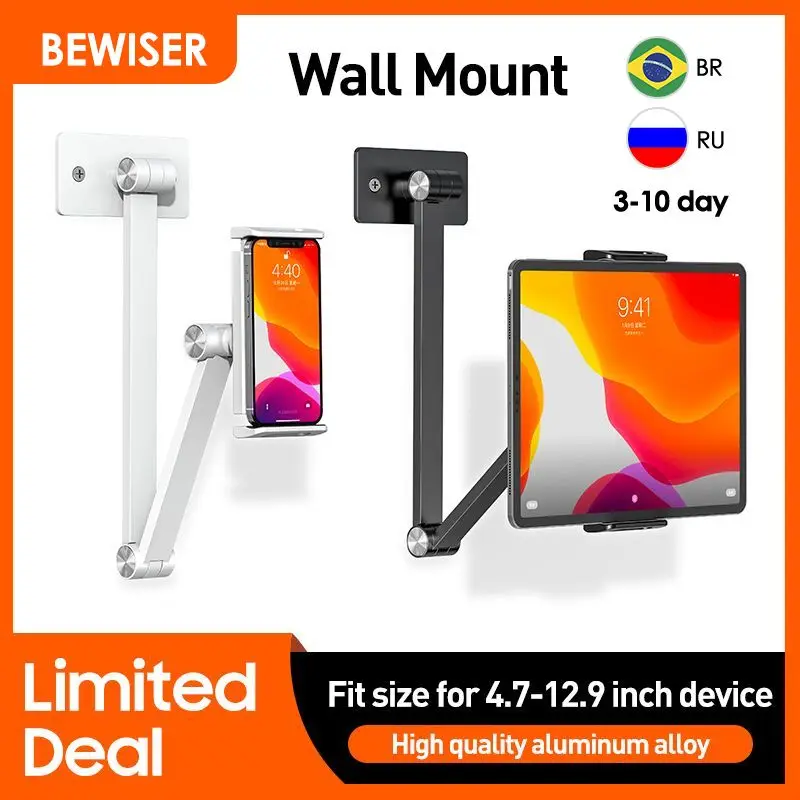 bewiser 모바일 플판 스탠드, 360° 회전, 조정 가능한 각도형 접는 알루미늄, 4.712.9인치 휴대폰 또는 태블릿과 호환되며 4.712.9인치 iphone 11/12/13/14/promax와 같은