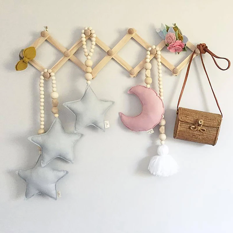 

Wooden Simple Wall Hanger Coat Rack Telescopic Folding Clothes Hanging Hooks Bedroom Furniture Living Room Coat Hanger Wall Hook