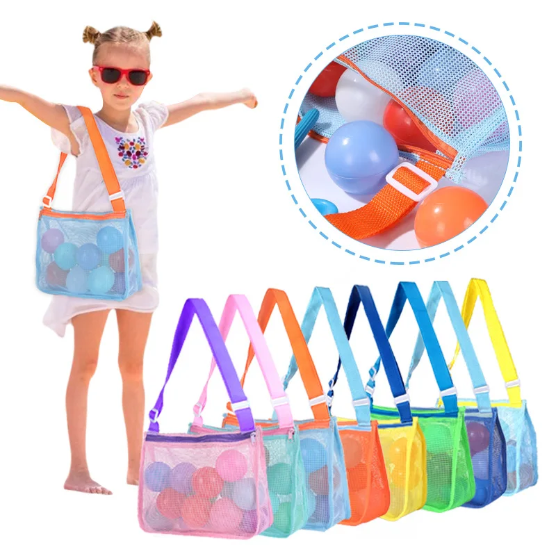 

Beach Toy Mesh Bag Kids Shell Storage Bag Beach Toy Seashell Bag For Boys Girls Summer Sand Toys Swimming Accessories