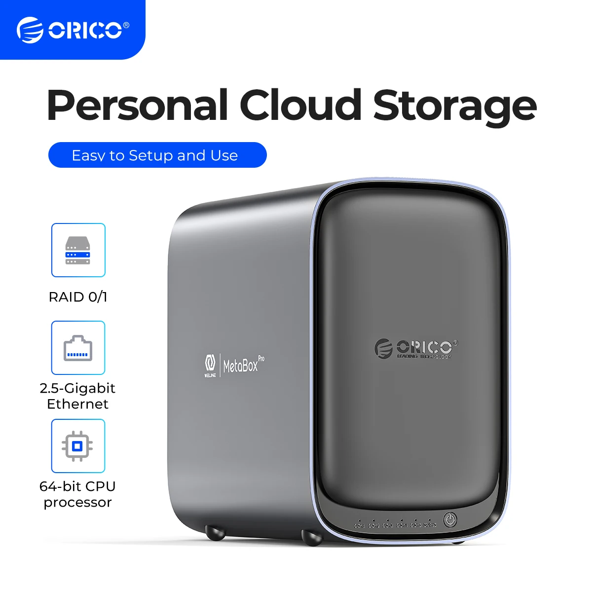 

ORICO NAS Server 5 Bay Private Cloud Storage Server for Home Intel Quad-Core 2.8GHz Plex Media Server Network Storage