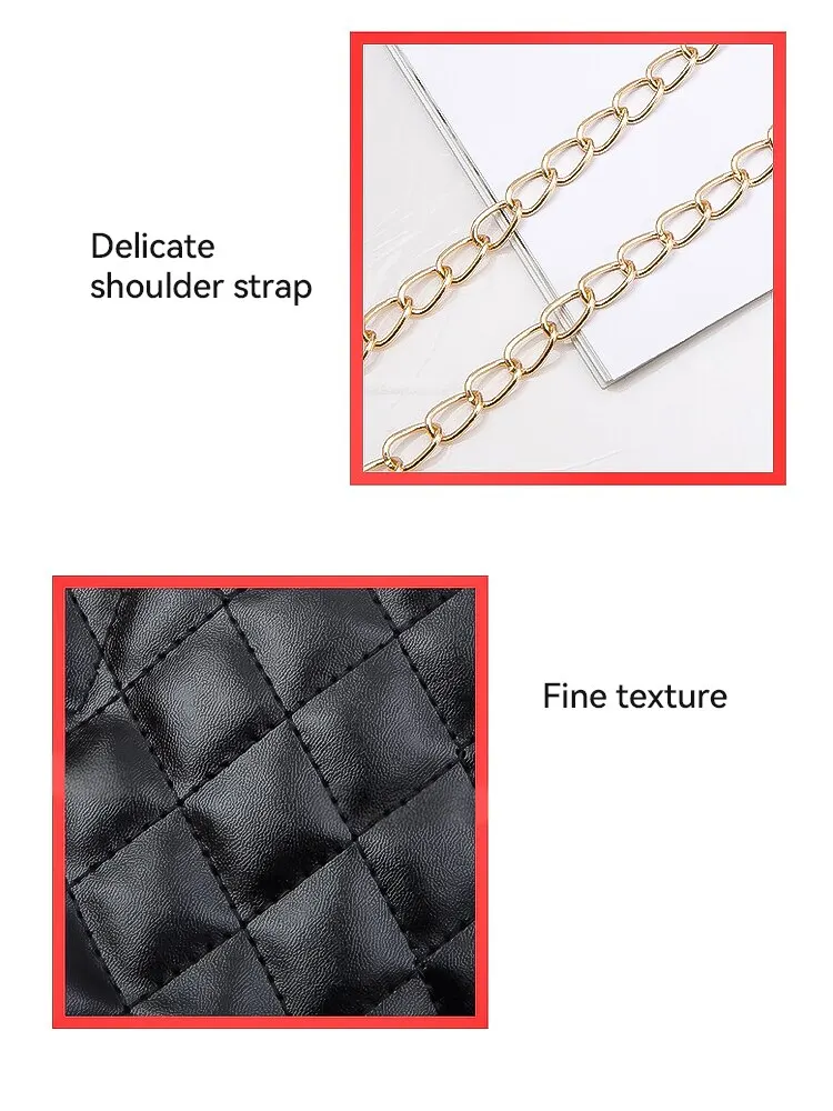 Solid Color Prismatic Plaid Women Shoulder Bag Korean Version Fashion Lady Style Chain Pu Leather Light Handbag Mallzona