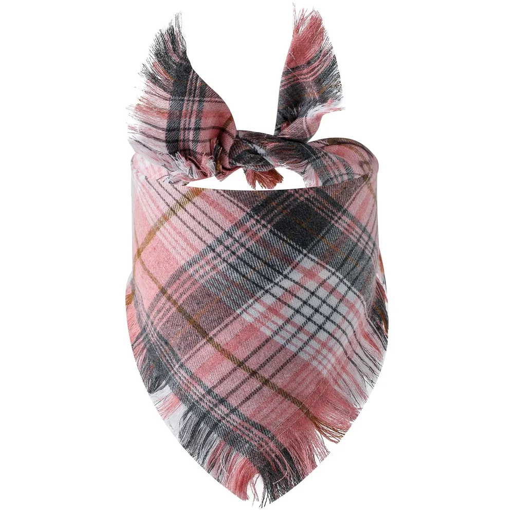 Sucado Custom Dog Bandana Tassel Plaid Pet Dog Cat Bandanas Bib Washable Puppy Neck Wear Scarf Supplies Factory Wholesale Price 4