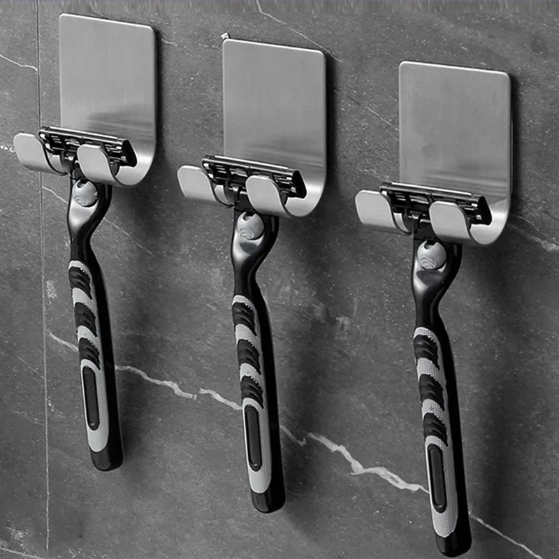 

Stainless Steel Shaving Rack Storage Hook Wall Mounted Men's Shaving Rack Bathroom Perforated Shaving Knife Hanger Accessories