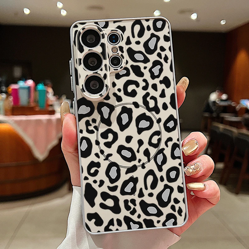 Brown Leopard Print Magnetic Phone Case Cover