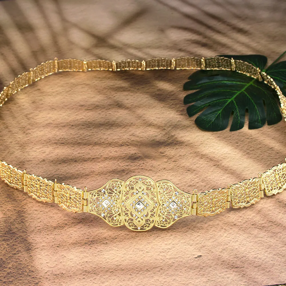 Arabische Frauen Kaftan Gürtel Marokko Braut Hochzeit Taille Kette Einstellbare Länge Gold Farbe Europa Palace Zubehör – Detail 4