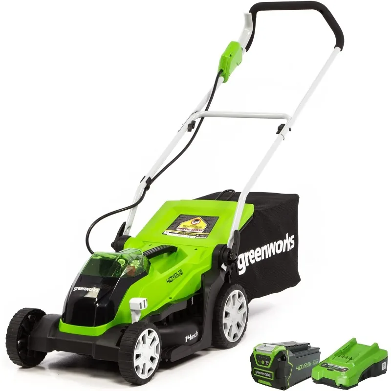 

Greenworks 40V 14" Cordless Push Lawn Mower 75+ Compatible Tools, 4.0Ah Battery and Charger Included