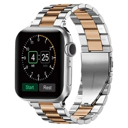 Premium Steel Replacement Band for Apple Watch - Metal Strap Edition (Silver rose gold)