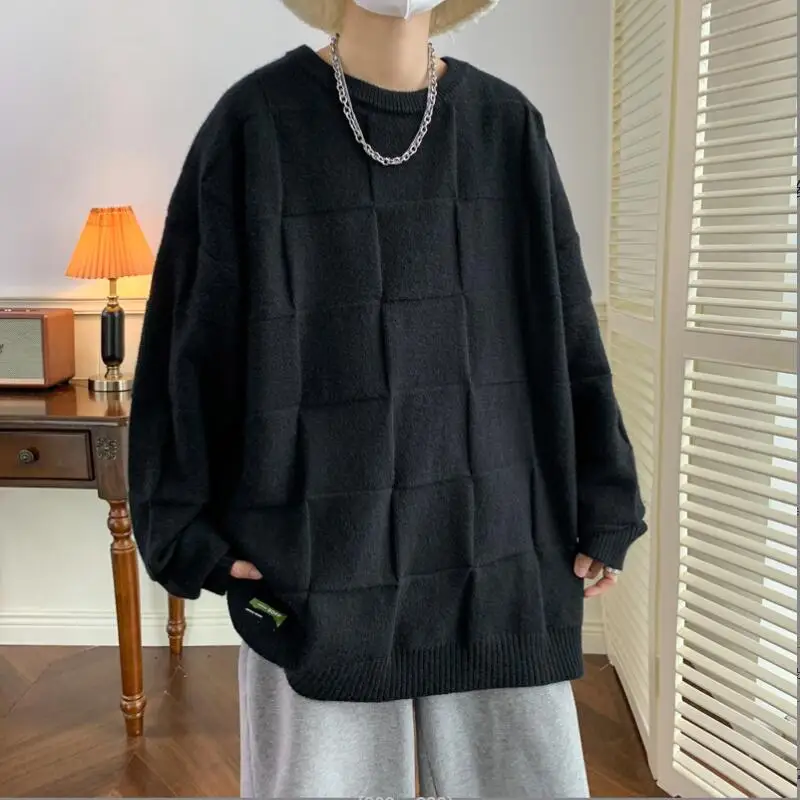 M-8XL 스웨터 남자 2022 가을 겨울 새로운 beancurd 큐브 긴 소매 O 칼라 니트 탑스 가짜 럭셔리 남자 의류 w371