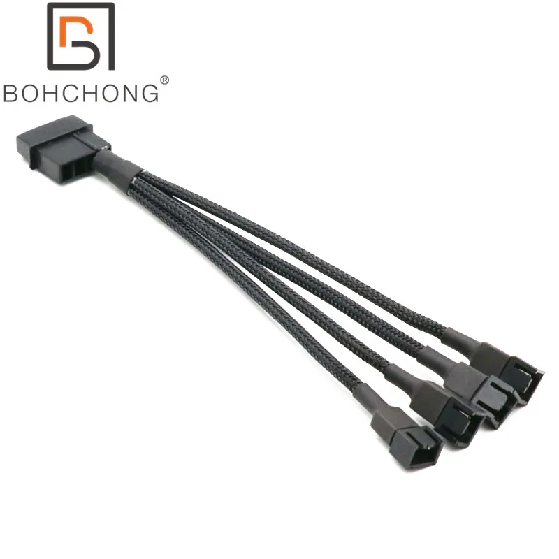 

12V 4pin IDE Molex to 4-Port 4 Ports 3Pin/4Pin Power Supply Plug Cooling Fan Splitter Power Cable